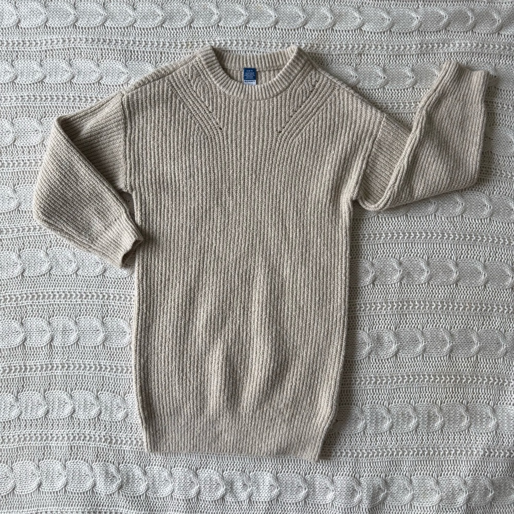 Old Navy Girl's Tan Crewneck Sweater Small (6-7)